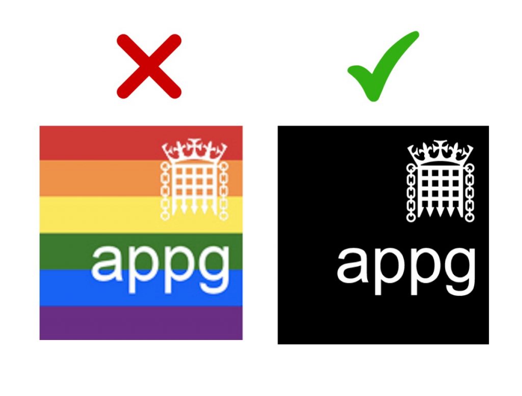 APPG logo shown in rainbow stripes and standard colour 