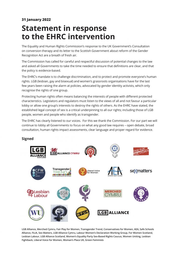 Statement in response to the EHRC intervention