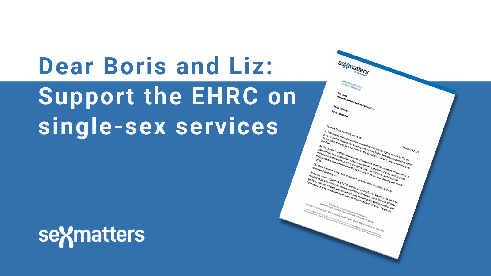 Dear Borish and Liz: Support the EHRC on single-sex services