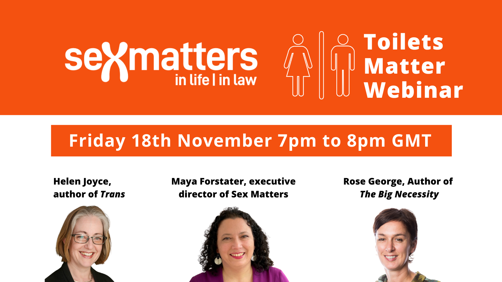 Toilets Matter: a Sex Matters webinar. Friday 18th November, 7pm to 8pm