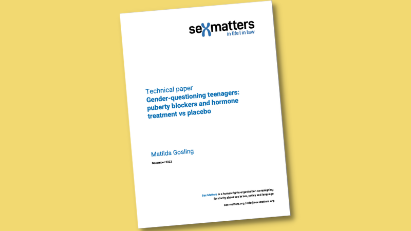 Technical paper: Gender-questioning teenagers: puberty blockers and hormone treatment vs placebo