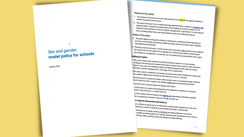 Sex and gender: model policy for schools