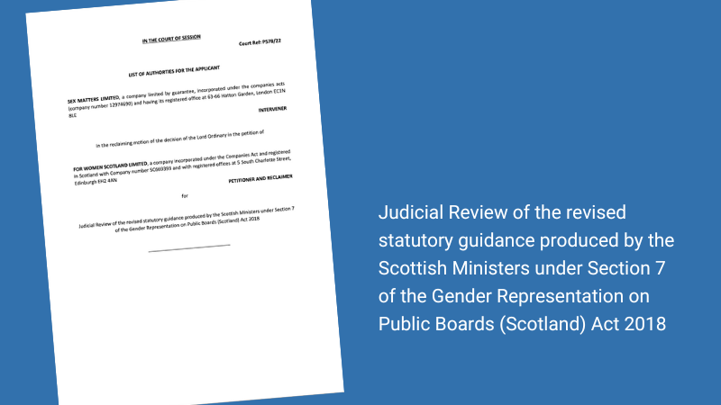 Judicial Review of the revised statutory guidance produced by the Scottish Ministers under Section 7 of the Gender Representation on Public Boards (Scotland) Act 2018