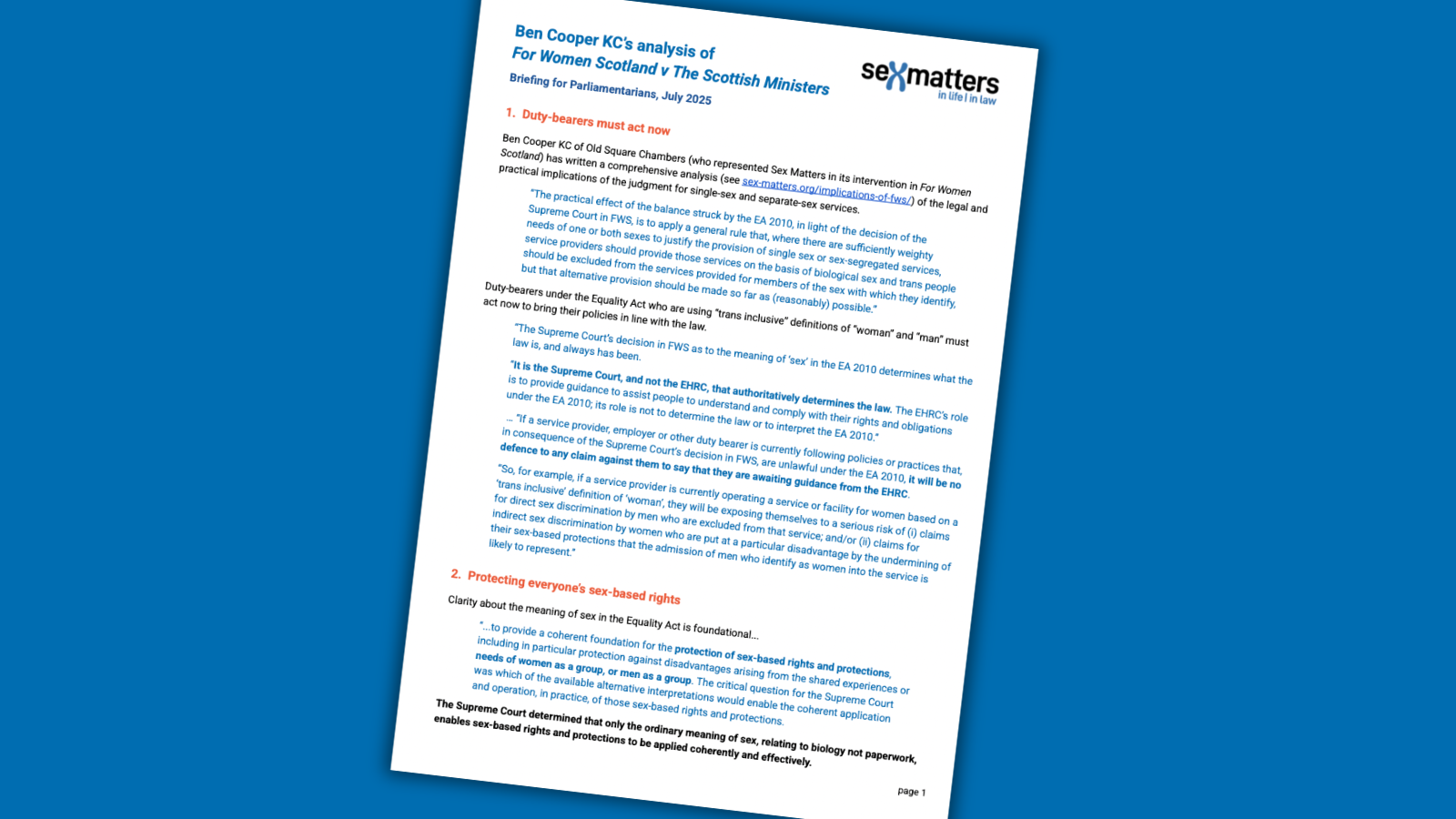 Briefing on Ben Cooper's analys of FWS July 2025