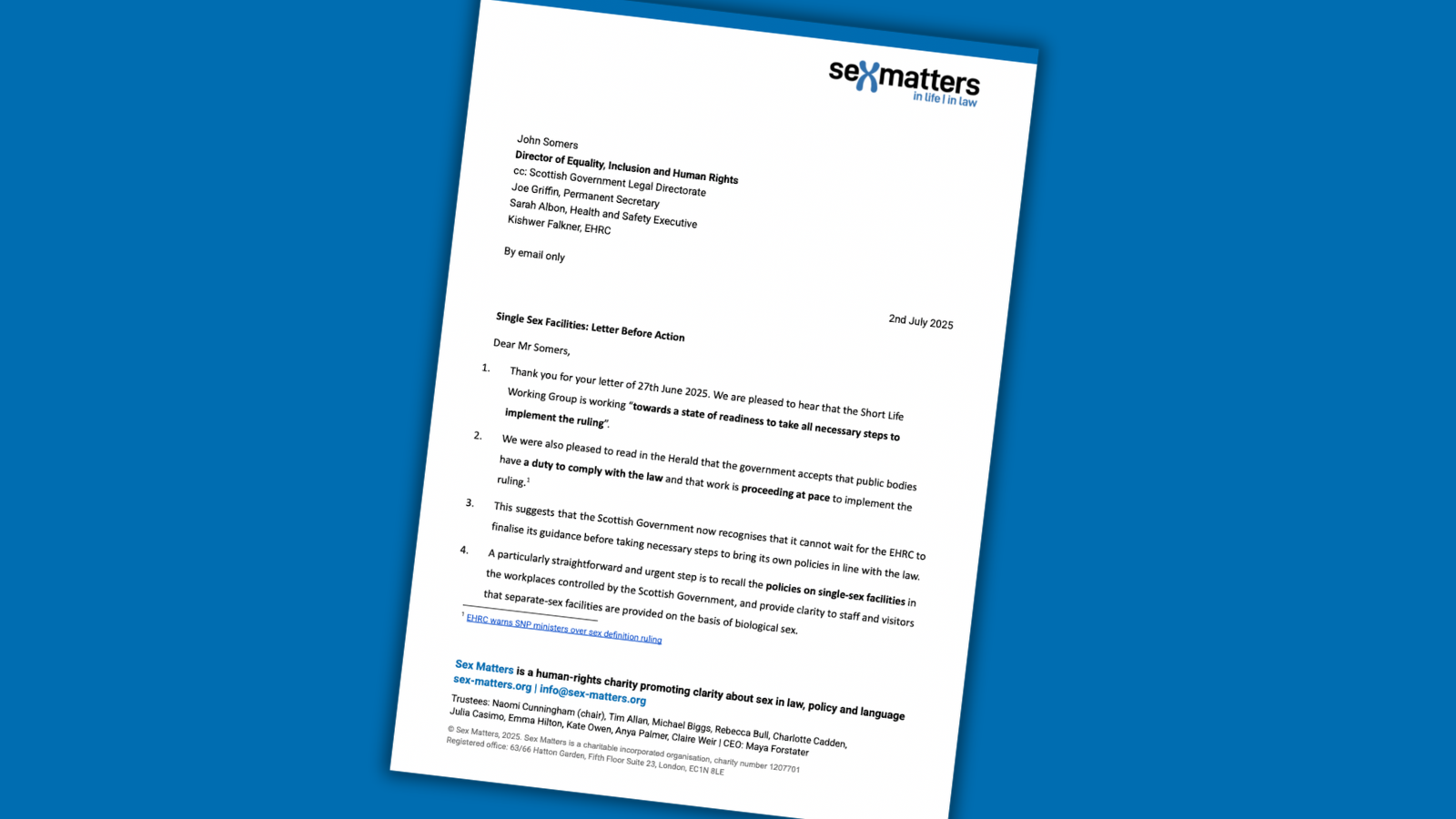 Letter 2 to Scot Govt