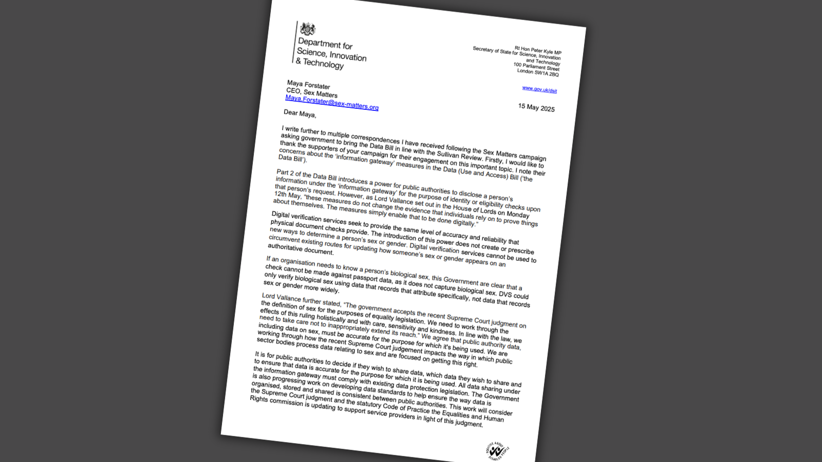 Reply from DSIT