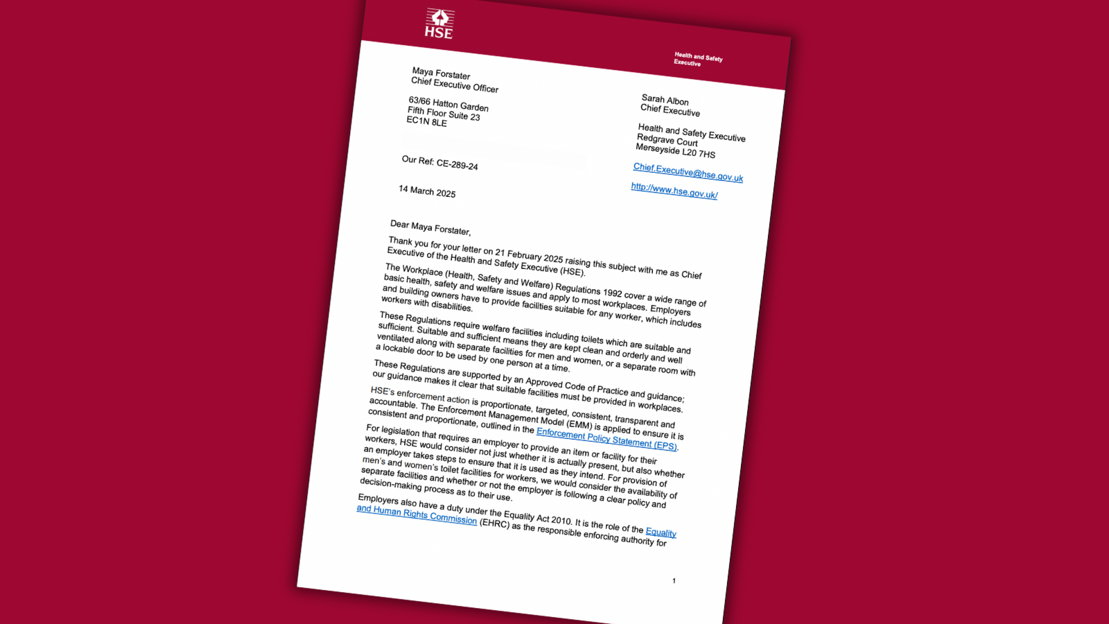 Reply from HSE