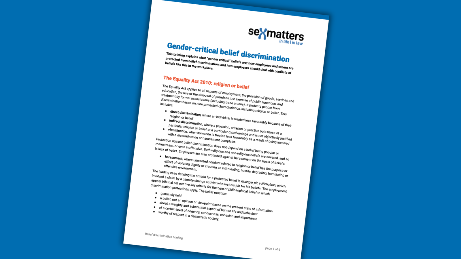 Belief discrimination briefing