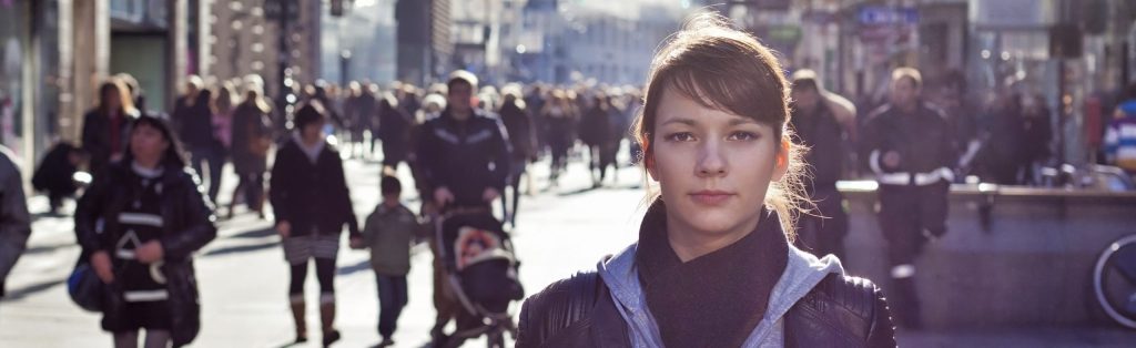 Woman in crowd