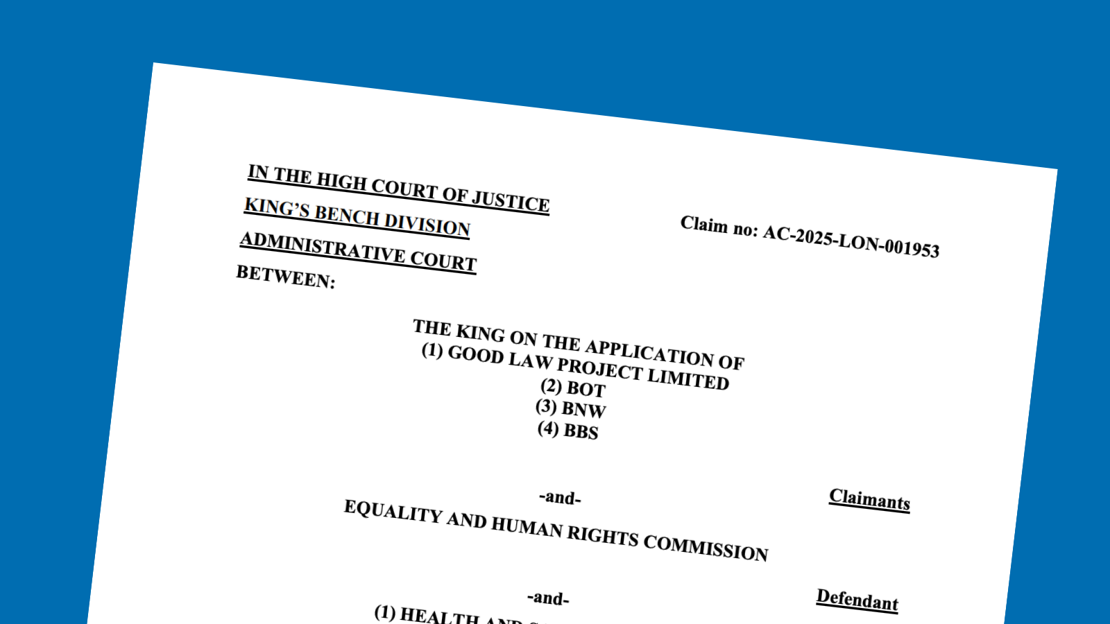 Skeleton argument of the Minister for Women and Equalities in R (GLP and others) v EHRC in R (Sex Matters) v City of London