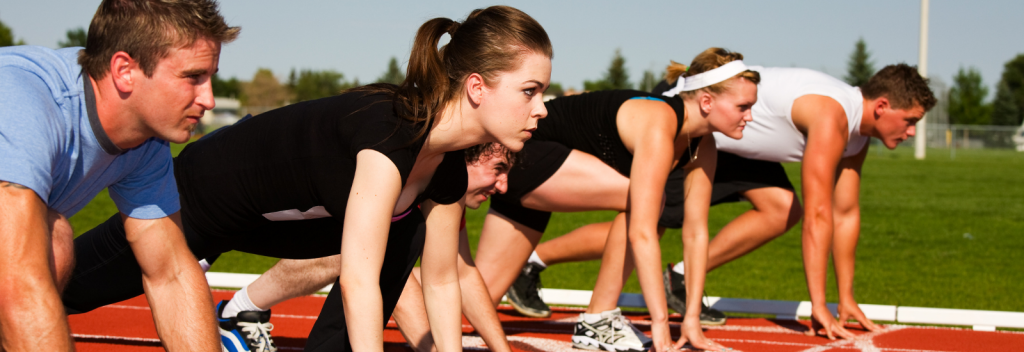 Men and women racing