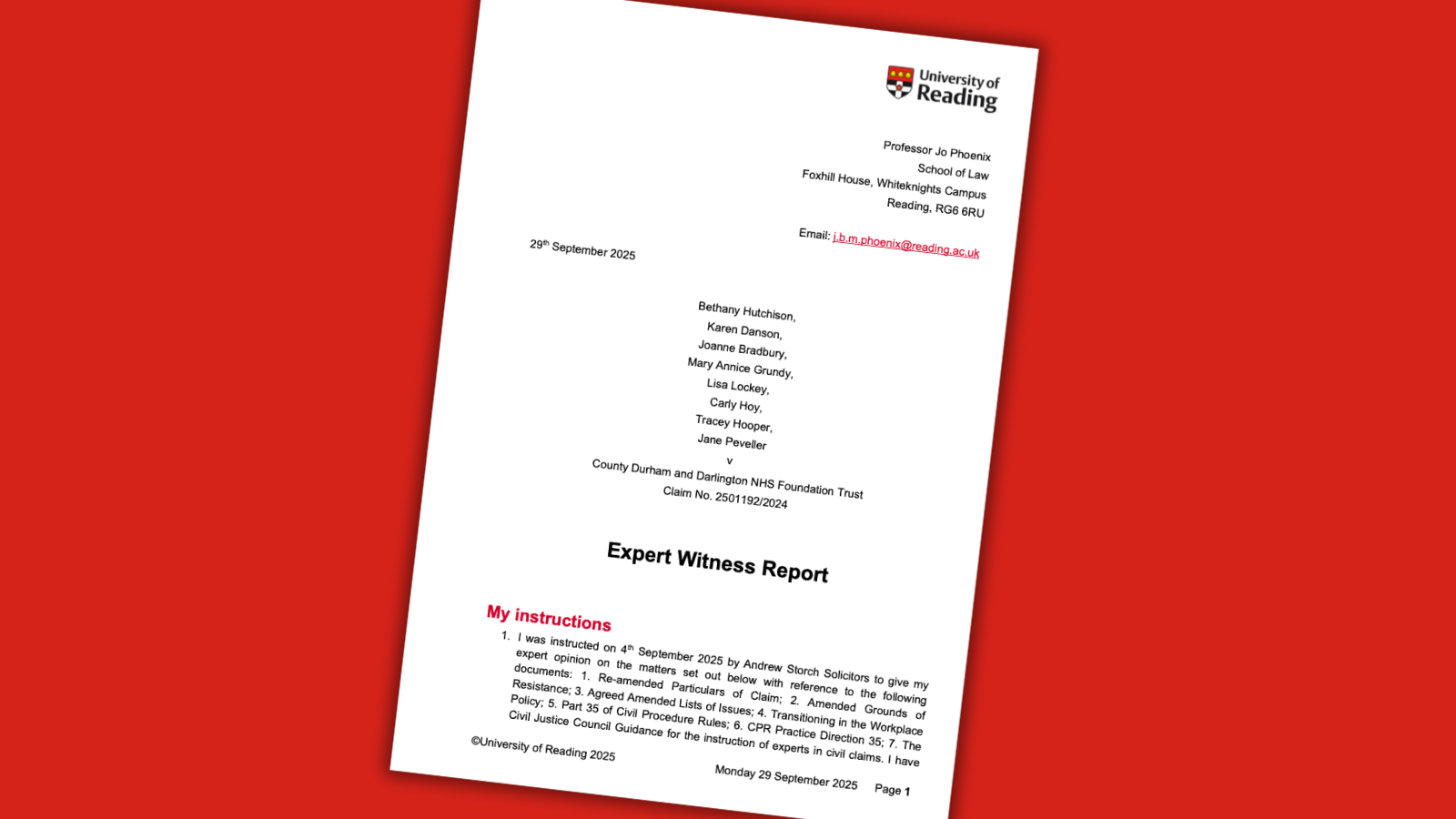 Jo Phoenx expert witness Darlington