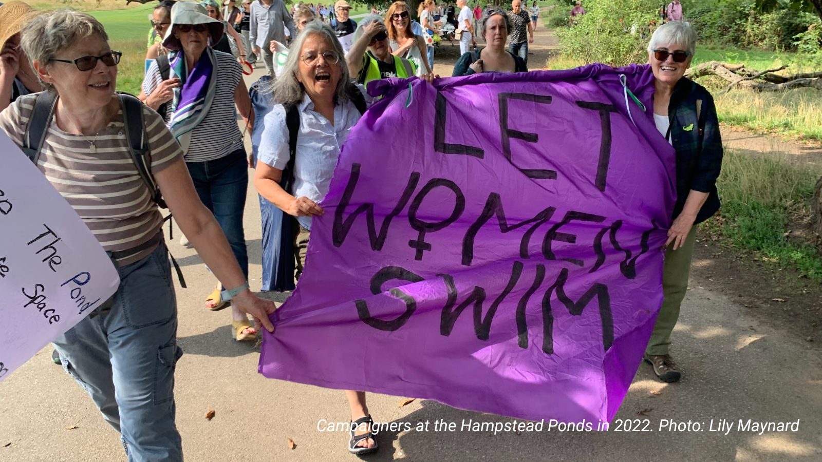 Campaigners at the Hampstead Ponds in 2022. Photo: Lily Maynard