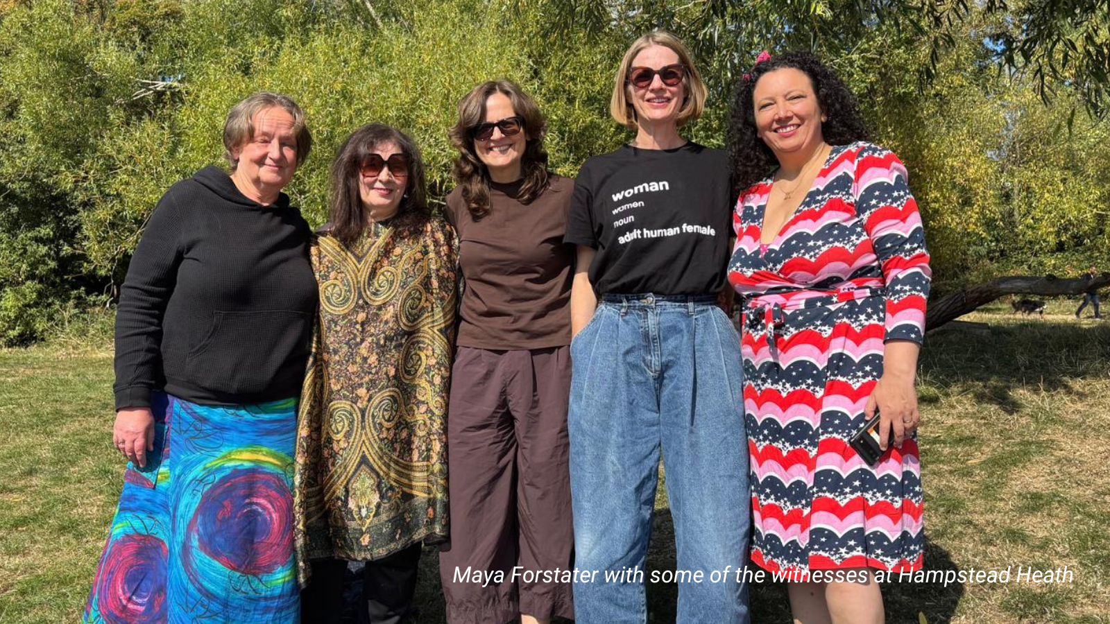 Maya Forstater with some of the witnesses at Hampstead Heath