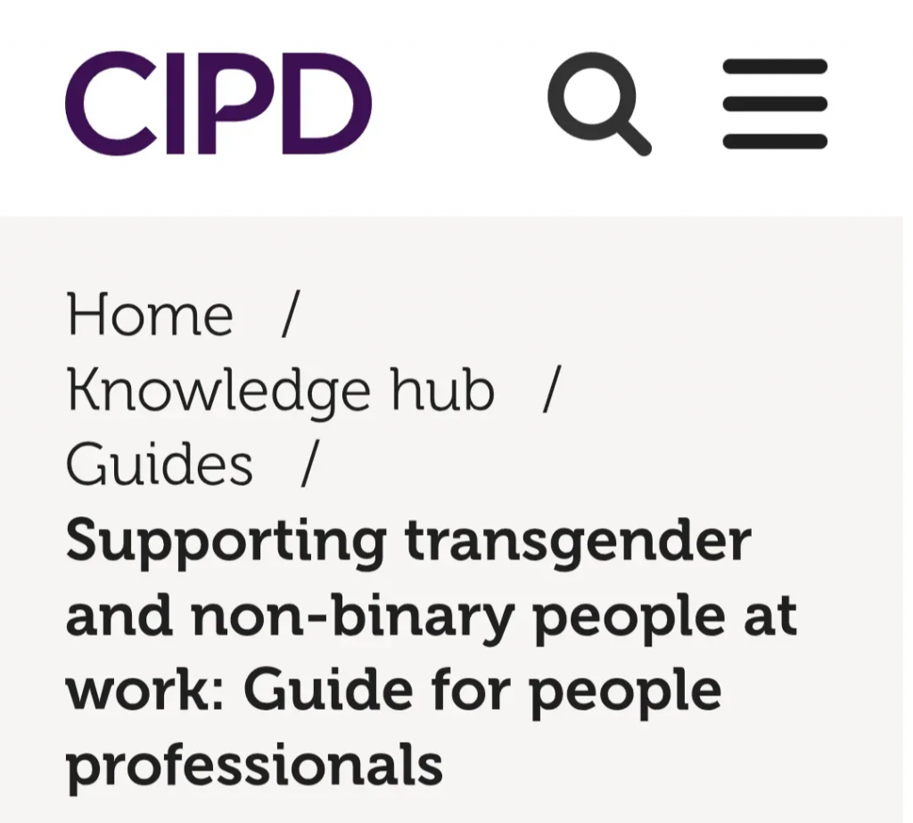 CIPD Supporting transgender and non-binary people at work: Guide for people professionals