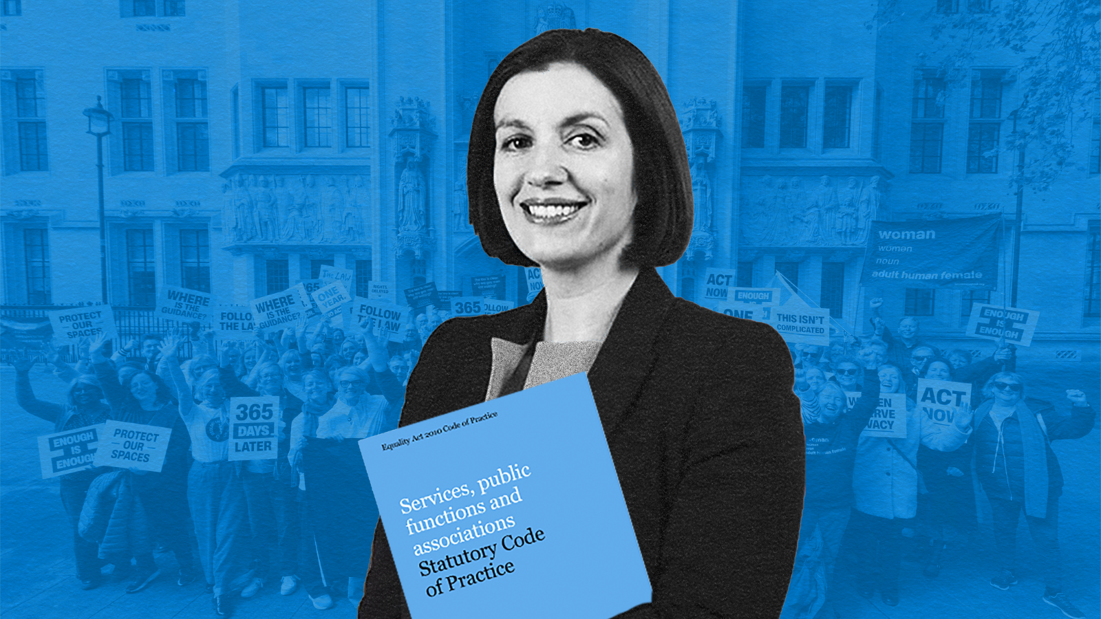 Bridget Phillipson holding the EHRC guidance.